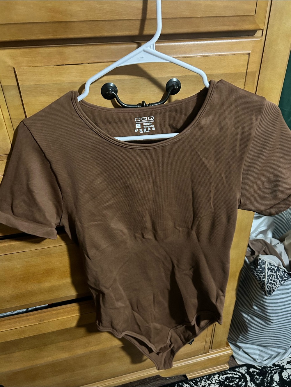 Brown Scoop Neck Women's Bodysuit
